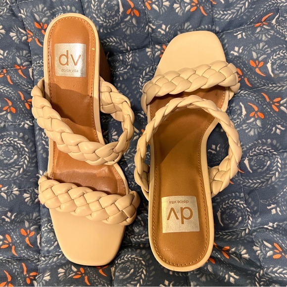 DV by Dolce Vita Shoes - DV by Dolce Vita Women's Tan Braided Sandals Slip-On Open Toe Size 8.5